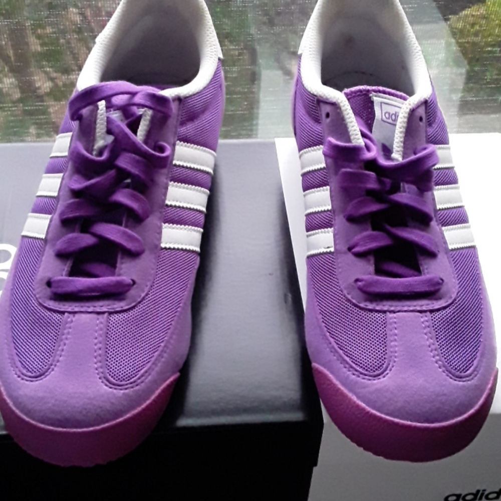 Adidas dragon purple white suede